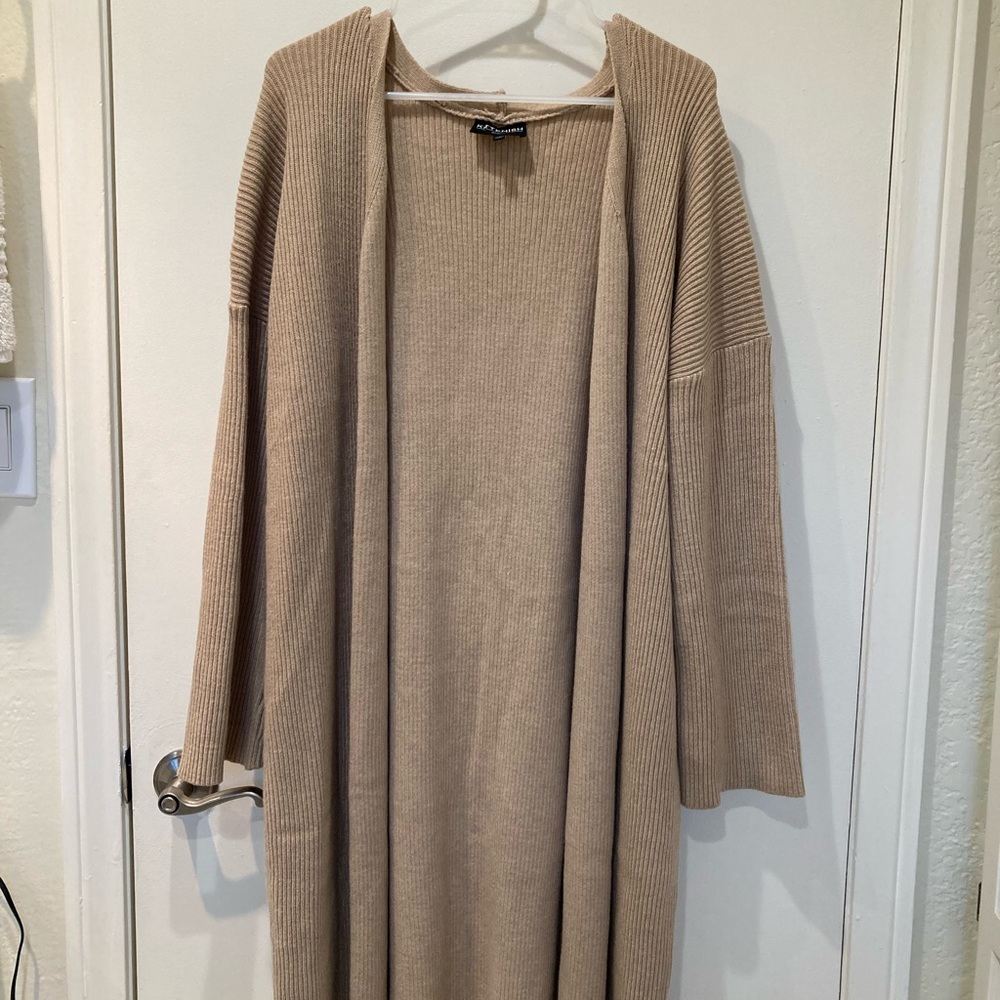 Kittenish tan ribbed long sweater